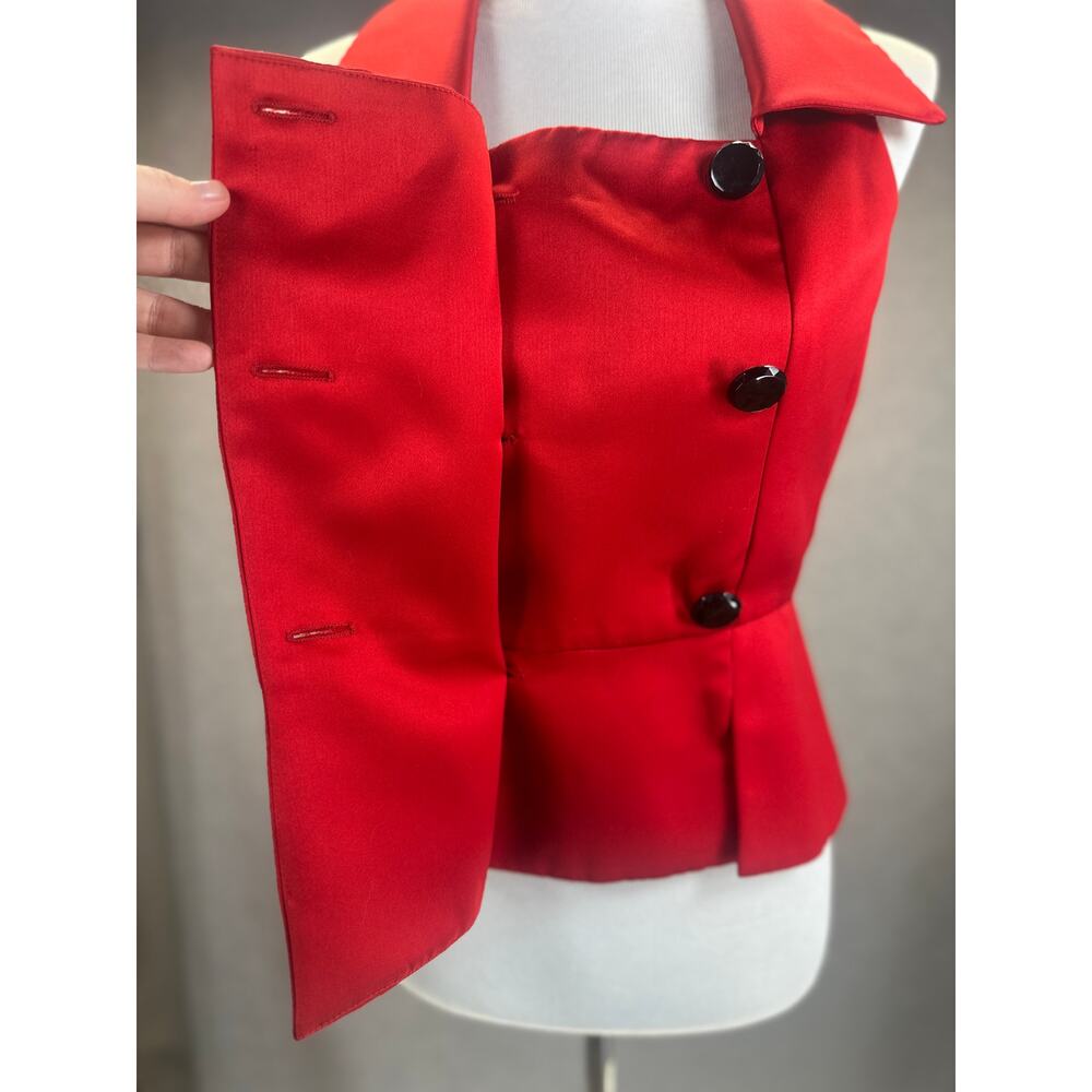 Lois Snyder Dani Max Vest Top Womens Size 6P Red Double Breasted Polyester - Picture 5 of 11